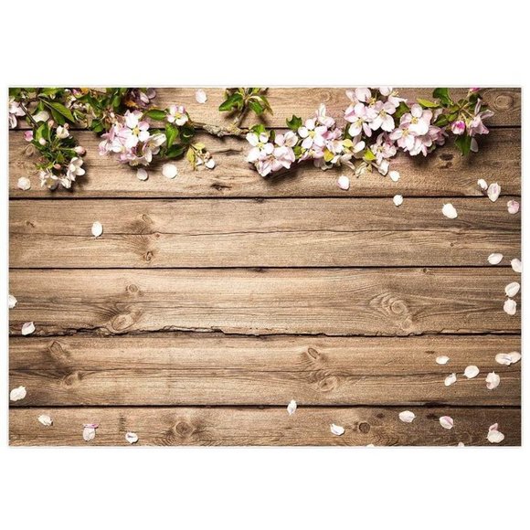 Rustic Wood Wedding Flowers Pink Floral Backdrop Photography Background - Picture 3 of 3